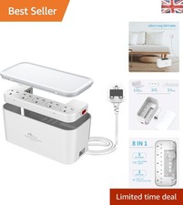 Deluxe 5M Cable Tidy Box with USB Slots - Overload Protection & 8 Power Sockets