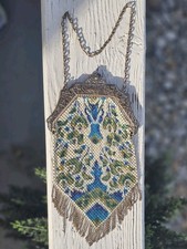 Antique 1920's Art Deco Mandalian Mfg. Co. Mesh Flapper Chain Coin Purse  