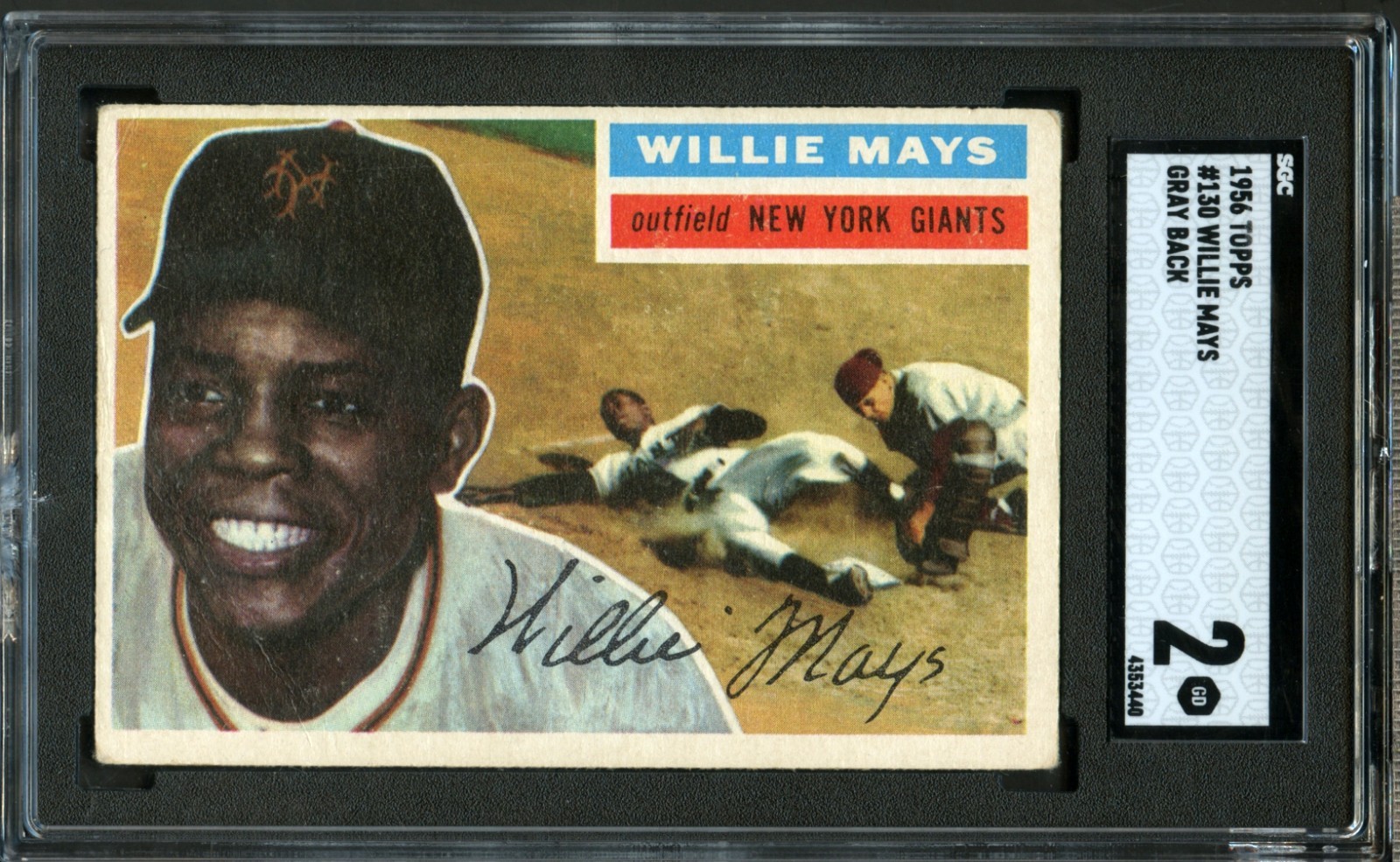 1956 Topps #130 Willie Mays SGC 2 view 1