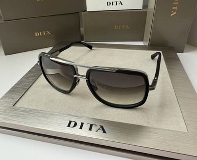 DITA MACH ONE DRX-2030-E Matte Black Antique Silver Grey Gradient Sunglasses