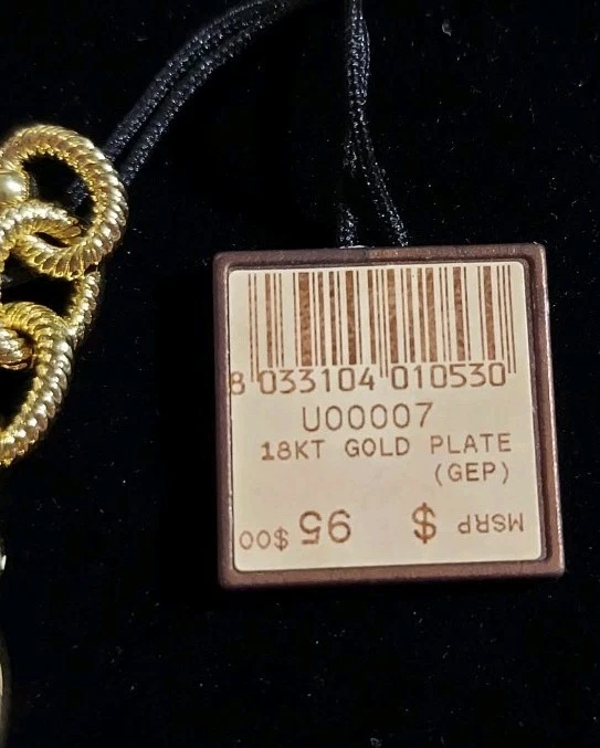 NWT 1 AR Italian Gold 18K Gold Plate Chain Bracelet 7"L Foto 4 de 4