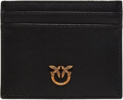 Pinko Kartenetui SIMPLY schwarz mit goldenem Tag