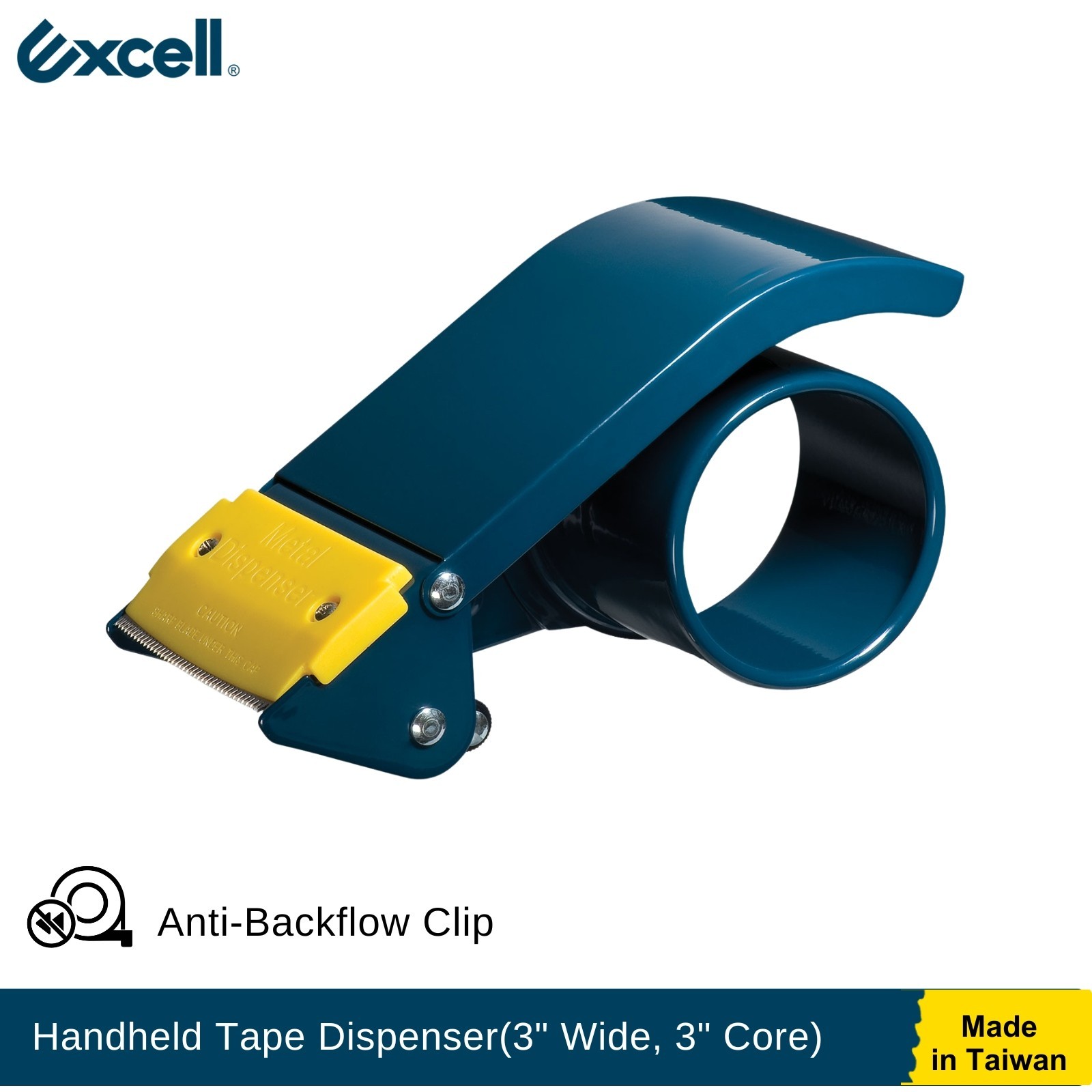 Excell Anti-Backflow Handheld Tape Dispenser for 3" Tape 3" Core Heavy Duty