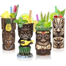 Tiki-Cocktail Tassen Set - 4 handgefertigte Becher für unvergessliche Partys
