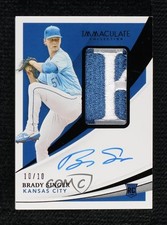 2021 Panini Immaculate Rookie Black 10/10 Brady Singer #121 Patch Auto ok2