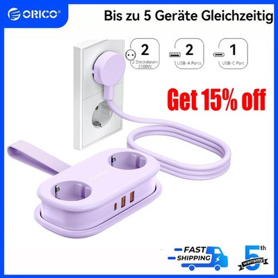 Steckdosenleiste 2 USB 2x Fach Mehrfachsteckdose Verlängerungskabel Flachstecker