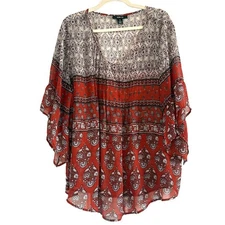  Style & Co. Rust and Black Boho Tunic
