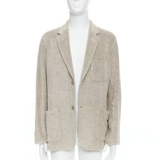 YOHJI YAMAMOTO Costume D'Homme beige linen blend jersey blazer JP3 L