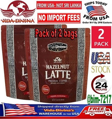 2x CaféDivina Hazelnut Latte Coffee Reishi Mushroom 40 Sachets total New/Sealed!