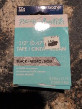 Brother P-touch Embellish Tape for Label Maker 1/2" Black on Silver Lace Pattern