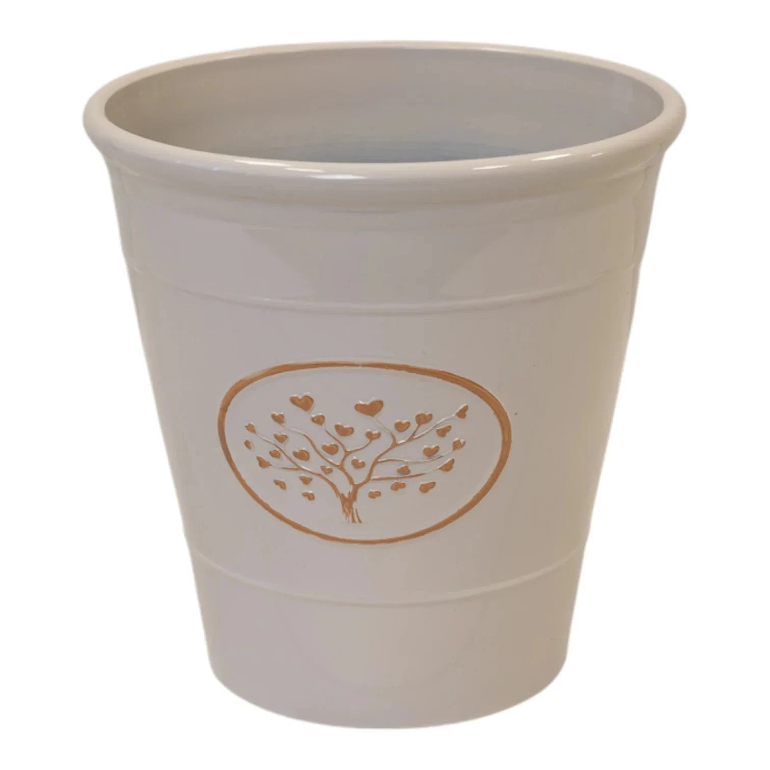Round Plastic Grey Plant Pot 30cm Home Garden 14L Glossy Love Heart Planter Pot