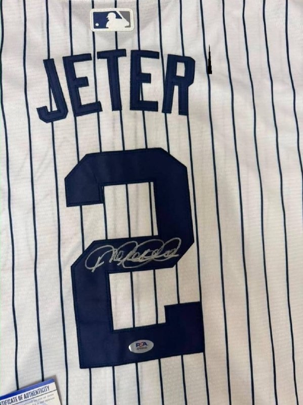 DEREK JETER NY SIGNED AUTOGRAPH BASEBALL JERSEY PSA AUTHENTICATION view 4