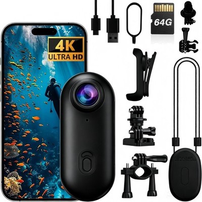 4K Helmet Action Camera 64GB WiFi Waterproof Body Cam for Motorcycle Vlogging