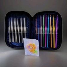 Häkelnadel Set  -im Etui- NEU 22 Nadeln  -  0,6 mm bis 6,5 mm  Maschenmarkier