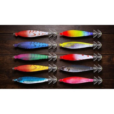 Wooden Squid Lure with Night Glow Effect 10.5cm 6g 5PCS Artificial Bait