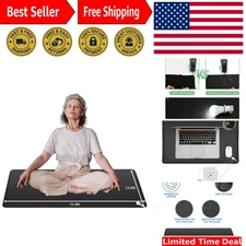 Earth and Moon Grounding Mat – Black Leatherette, Perfect for Meditation & Sleep