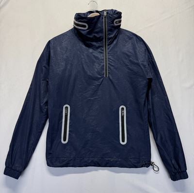 Superdry Sport Anorak Jacket Mens Large Navy Blue Crocodile Print Quarter Zip