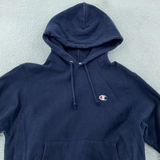Champion Reverse Weave Hoodie Mens Small Navy Blue Pullover Sweatshirt GF68