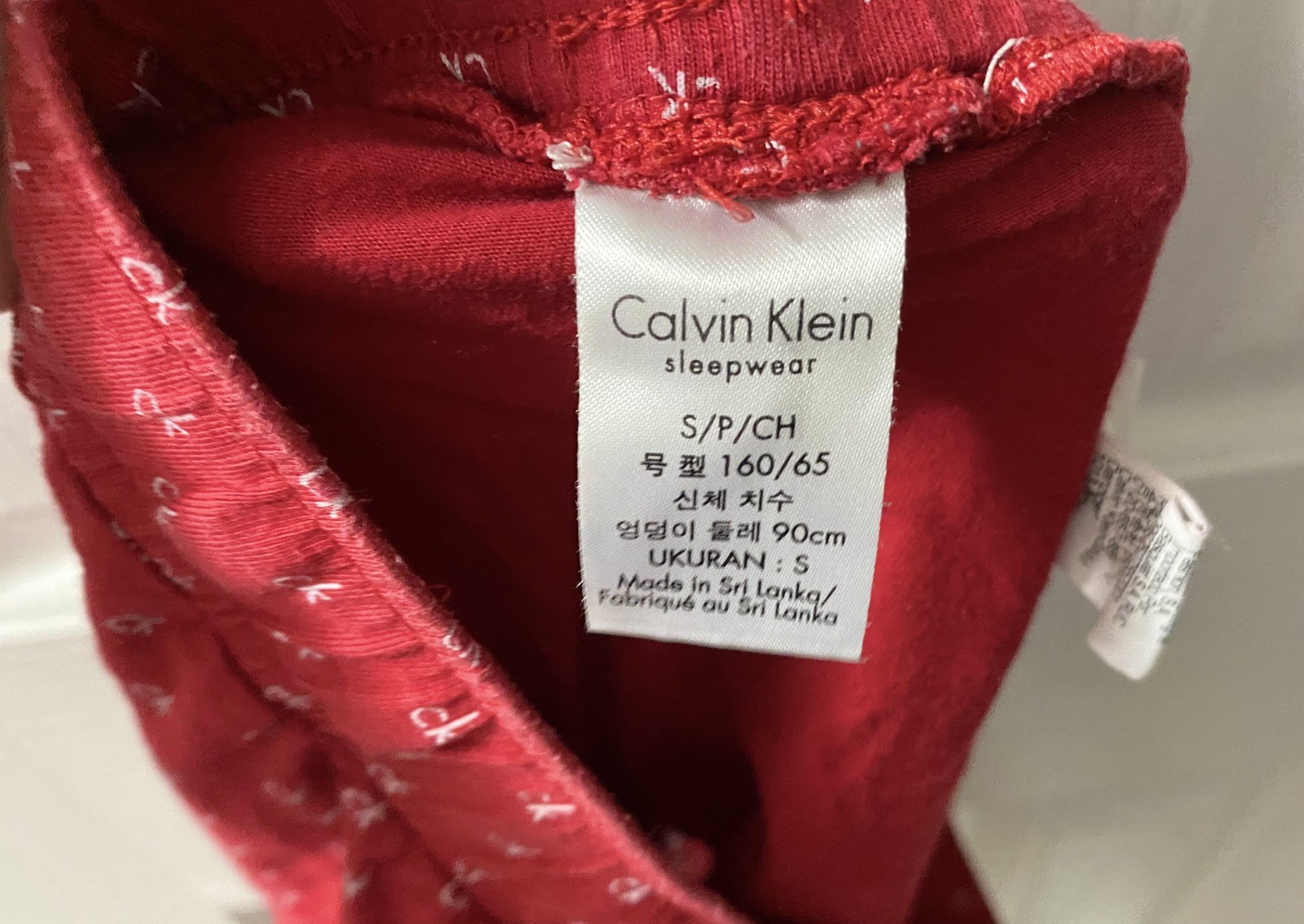 CALVIN KLEIN SLEEPWEAR Ladies Red/White CK Logo Pyjama Shorts Size S thumbnail 4