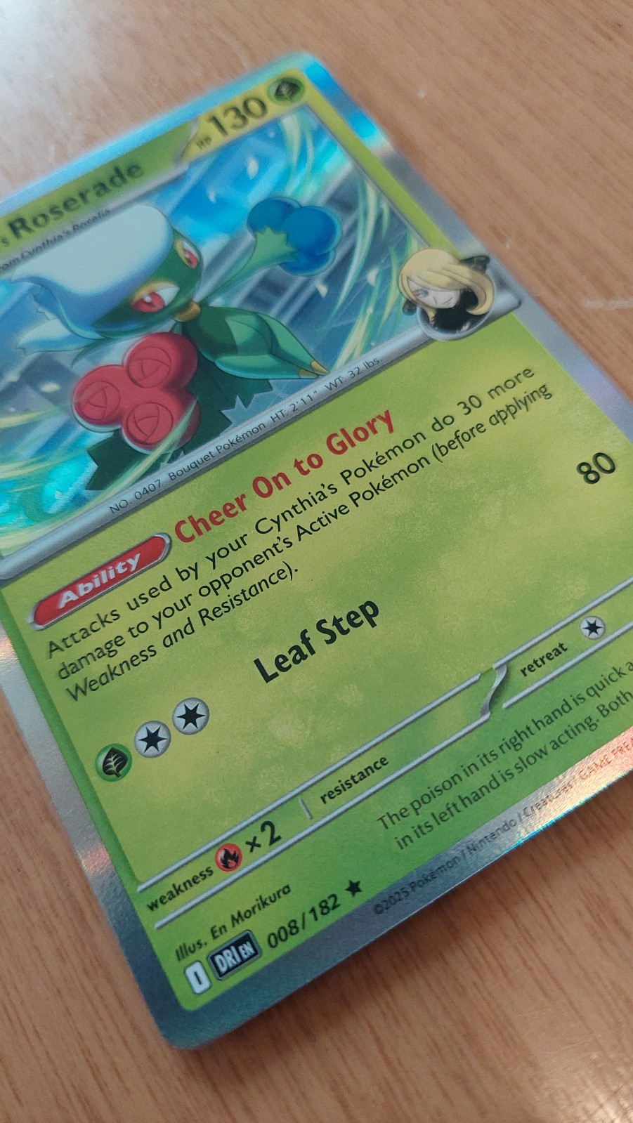 Cynthia's Roserade 8/182 Holographic Pokemon Card