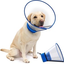 Depth Adjustable Soft Dog Cone Collar, After Surgery Recovery Blue, M 