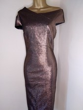 Ted Baker Maggz Metallic Asymmetric Midi Dress Size 3 ( uk 12)