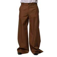 DOLCE & GABBANA Pantaloni Marrone Cotone Dritto Uomo Vestito Pantalone IT48/W...
