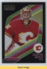 2023-24 O-Pee-Chee Platinum Retro Pack Wars Black Variant Dustin Wolf READ 0h9s