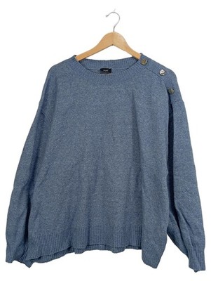 Zizzi Pullover Damen Gr. 40 Blau Zierknöpfe