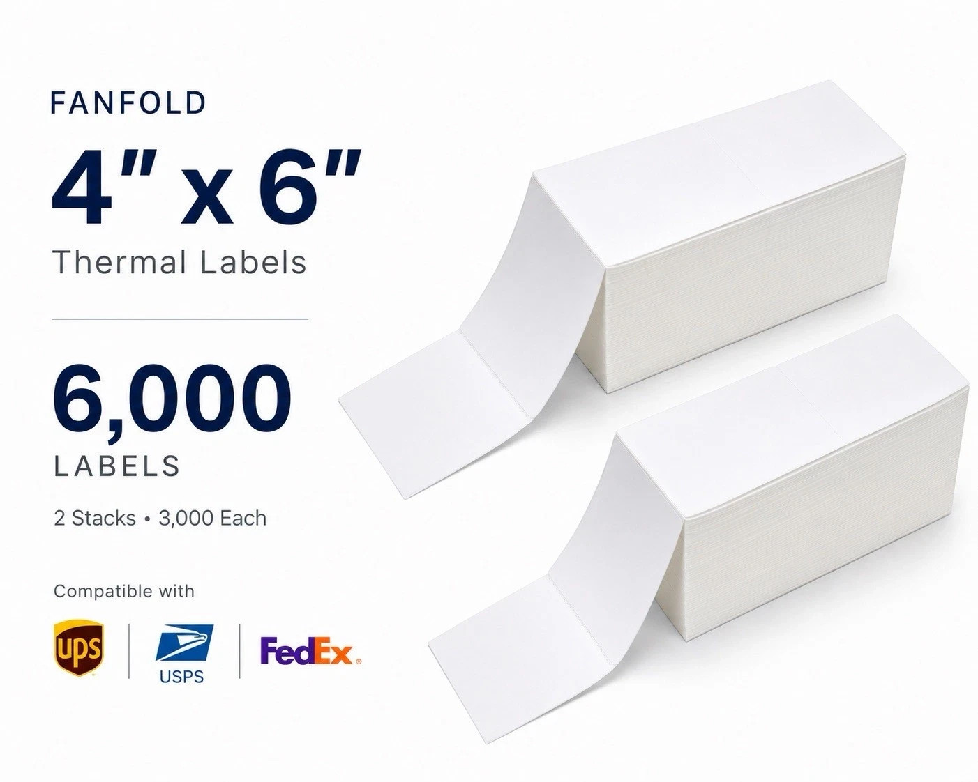 6000 Count 4x6 fanfold direct thermal shipping labels