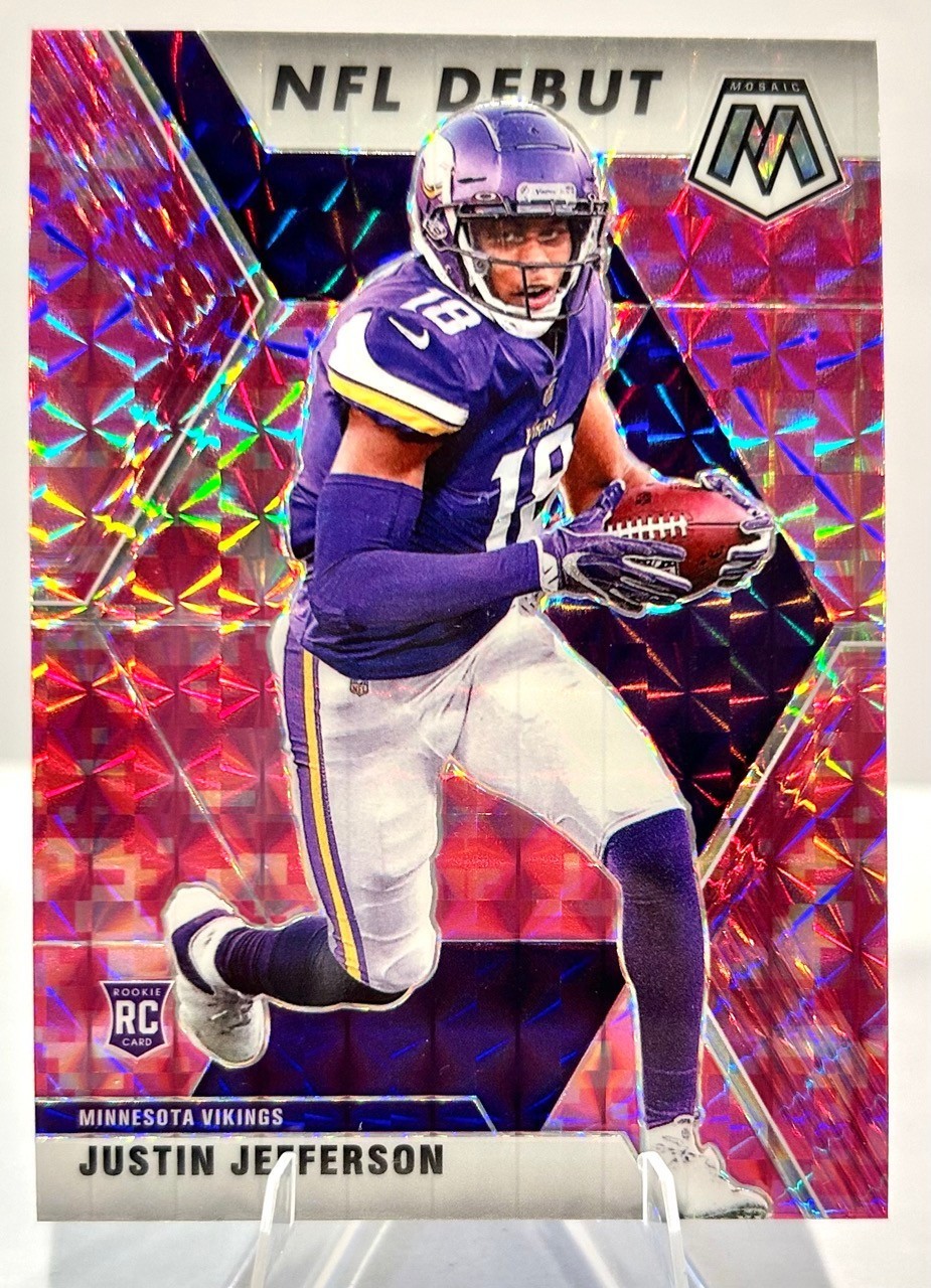 2020 Mosaic Justin Jefferson RC NFL Debut Pink Camo Prizm #270 - Vikings