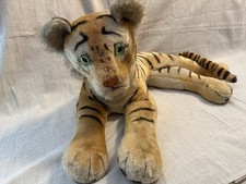 Vintage Steiff Giant Lying Tiger Plush 51 Button in Ear Germany