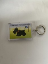 Scottish Terrier Keyring Souvenir Featuring The Text “GREETINGS FROM SCOTLAND”
