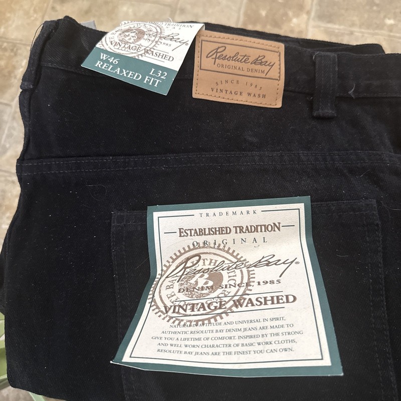 Resolute Bay RelaxedFit Jeans Mens 46x32 Original Denim Vintage Wash 100%Algodon