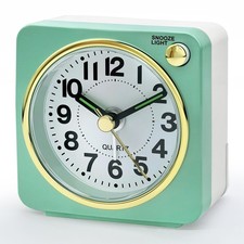 Ultra Small Battery Analog Travel Alarm Clock, Retro Bedside Table Clocks for Be