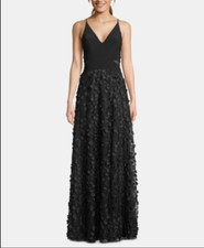 Xscape Flower-Skirt Gown - Black- 14