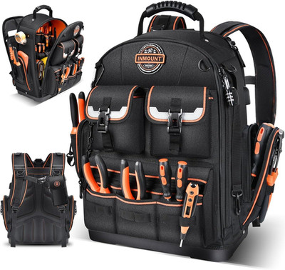 Heavy Duty Tool Backpack - Water-Resistant Organizer for Electricians