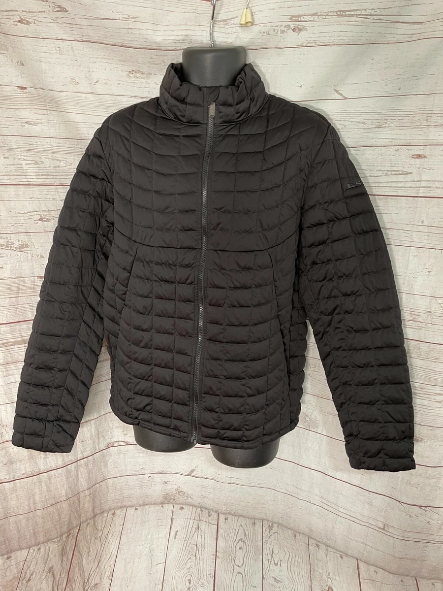 The Original Ben Sherman Quilted Jacket Zipper Front Black Sign Size M Medium