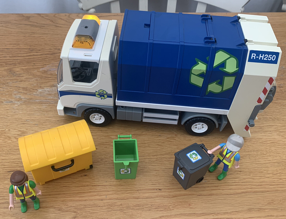Playmobil 4129 Recycling Lorry with Figures Refuse Truck Bin Lorry eBay