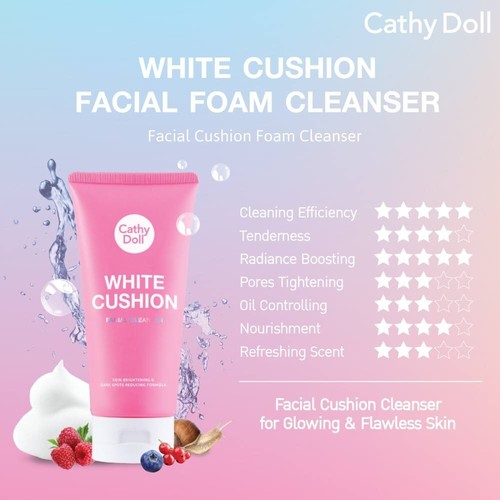 Cathy Doll White Cushion Facial Foam Cleanser Soft Skin Firming & Soothing 12X - Picture 7 of 10