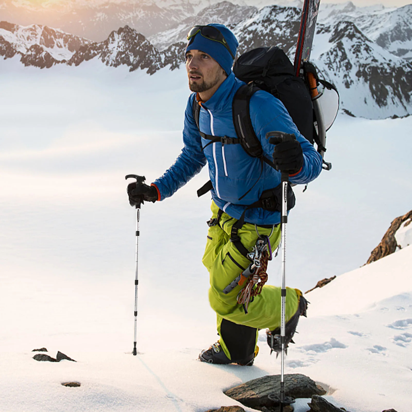 2X Trekking Poles Nordic Walking Hiking Sticks Adjustable Anti-shock Alpenstock