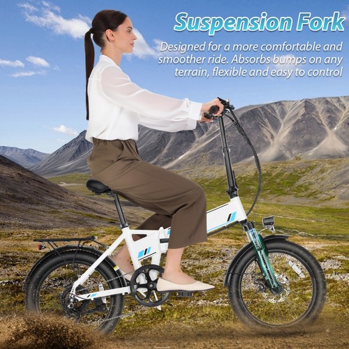 Electric Bike for Adult 20MPH 50Miles Foldable 500W Mountain Fat Tire E-Bicycle - Picture 7 of 13