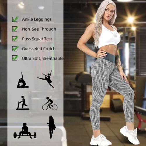 Womens Seamless High Waisted Yoga Pants Butt Lift Leggings Tummy Control - LARGE - Picture 2 of 7