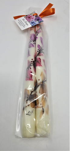 Taper Candle Sticks Autumn Fall Leaves 10" Set Of 2 Smokeless Dripless 7 Hour + - Picture 2 of 4