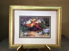 Framed Fine Art Print “In The Garden”  Wood Frame, Under Glass, Double Matting