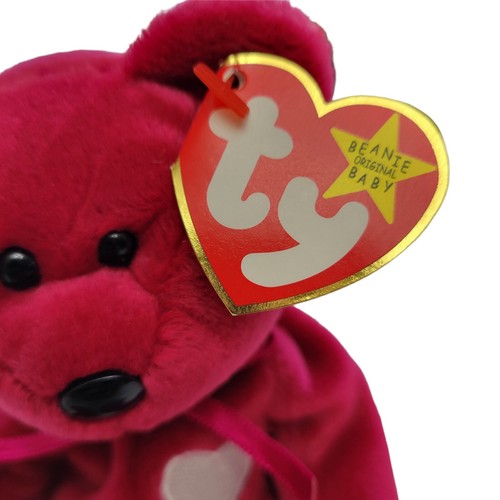 Ty Beanie Baby Original Valentina 1998 Cranberry Heart Vintage Hologram Hangtag - Picture 6 of 11