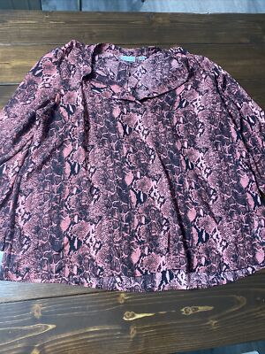 Joan Rivers Textured Python Print Vneck Blouse Womens Plus 20