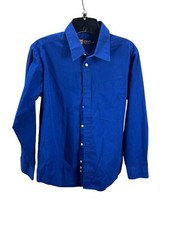 Chaps Mens Blue Dress Shirt Button-Up Long Sleeve 16 Classic Fit Cotton Dressy
