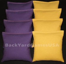 ALL WEATHER CORNHOLE BEAN BAGS Purple Gold Yellow Resin Filled WATERPROOF