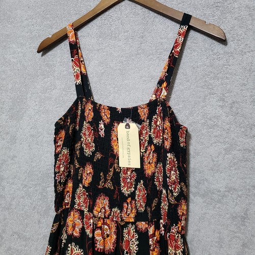 Vestido Banda de Gitanos Grande Maxi Boho Negro Ahumado Correas Larga Ranura Vestido Solero - Imagen 4 de 14